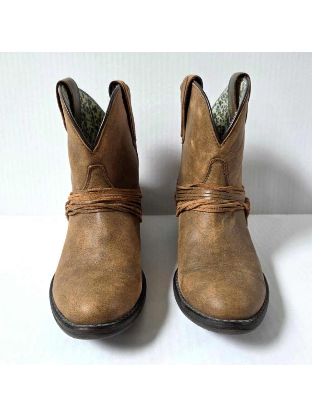 Laredo Boots Womens 10 Brown Leather Kyra Western Cowgirl Boho Ankle Booties - Picture 3 of 9